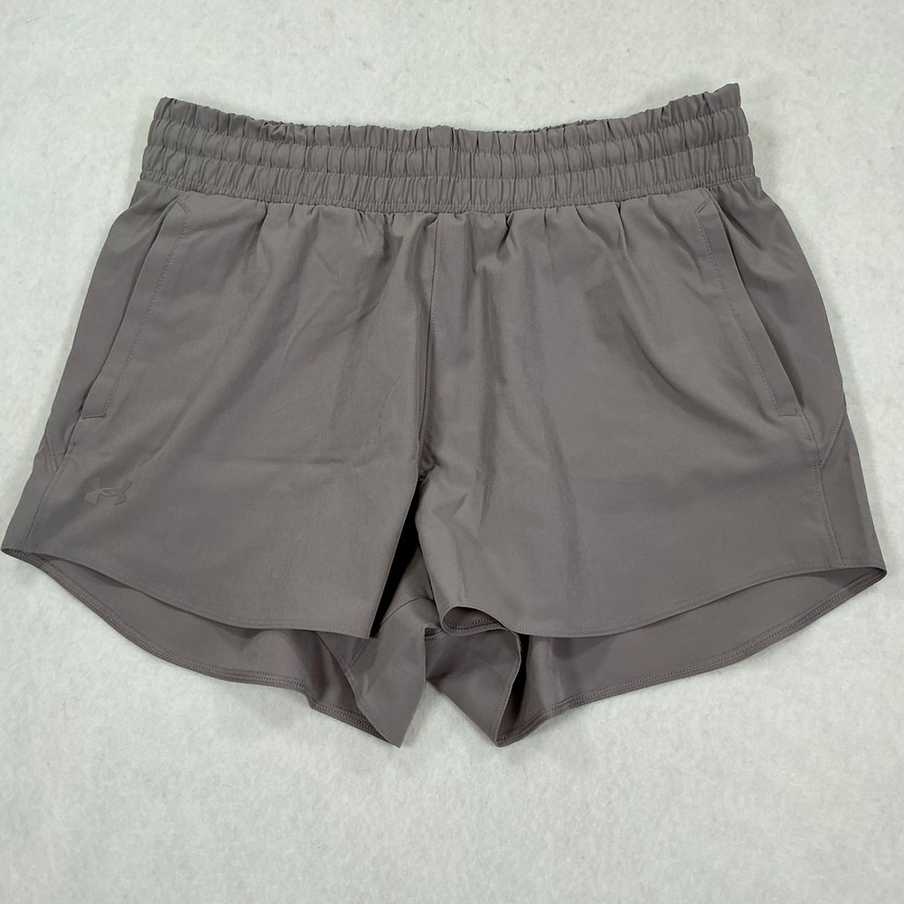 Under Armour Flex Woven Shorts 3in Womens Gray Taupe Loose Fit 1376935 NEW